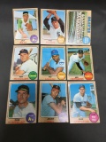 9 Card Lot of 1968 Topps Vintage Baseball Cards from Estate