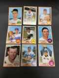 9 Card Lot of 1968 Topps Vintage Baseball Cards from Estate