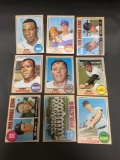 9 Card Lot of 1968 Topps Vintage Baseball Cards from Estate