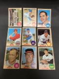 9 Card Lot of 1968 Topps Vintage Baseball Cards from Estate