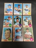 9 Card Lot of 1968 Topps Vintage Baseball Cards from Estate