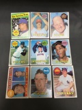 9 Card Lot of 1969 Topps Vintage Baseball Cards from Estate