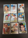 9 Card Lot of 1969 Topps Vintage Baseball Cards from Estate