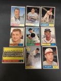 9 Card Lot of 1961 Topps Vintage BASEBALL Cards from Estate