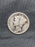 1920-D United States Mercury Silver Dime - 90% Silver Coin from Estate