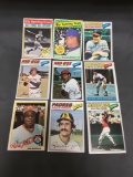 9 Card Lot of Mostly 1970's BASEBALL Star Cards from Huge Closet Find Collection