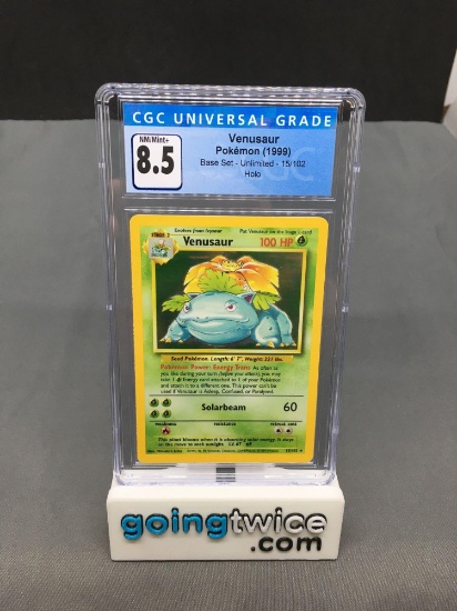 CGC Graded 1999 Pokemon Base Set Unlimited #15 VENUSAUR Holofoil Rare Trading Card - NM-MT+ 8.5