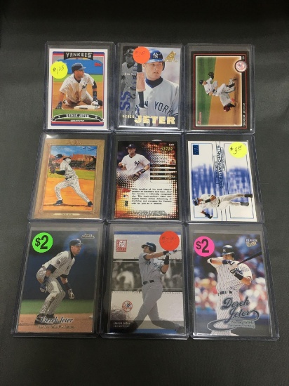 9 Card Lot of DEREK JETER New York Yankees Baseball Cards from Massive Collection