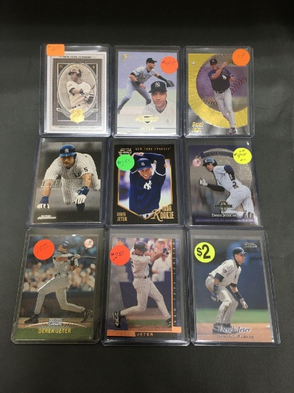 9 Card Lot of DEREK JETER New York Yankees Baseball Cards from Massive Collection