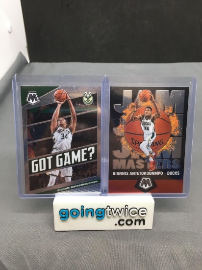 2 Card Lot of 2019-20 Panini Mosaic GIANNIS ANTETOKOUNMPO Bucks Insert Basketball Cards