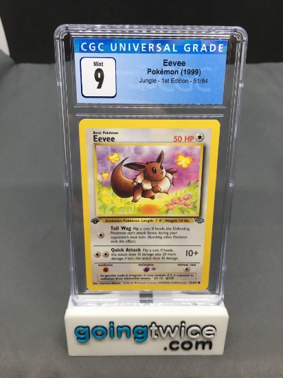 CGC Graded 1999 Pokemon Jungle 1st Edition #51 EEVEE Trading Card - MINT 9