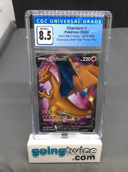 CGC Graded 2020 Pokemon Black Star Promo #SWSH050 CHARIZARD V Full Art Holofoil - NM-MT+ 8.5