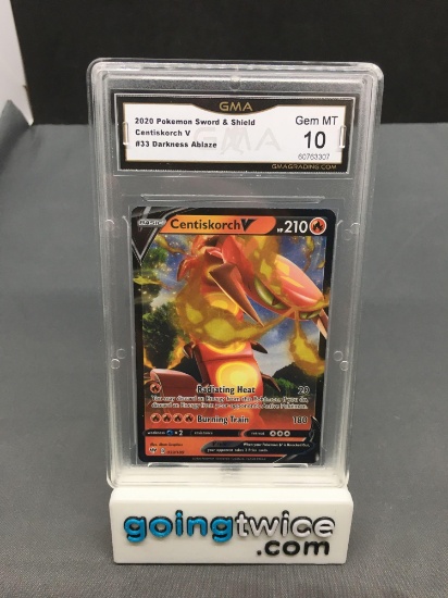 GMA Graded 2020 Pokemon Darkness Ablaze #33 CENTISKORCH V Ultra Rare Trading Card - GEM MINT 10