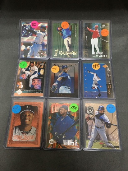 9 Card Lot of KEN GRIFFEY JR Seattle Mariners Baseball Cards from Massive Collection