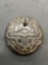 Asian Style Hand-Carved Bull Motif Round 55mm Diameter Brown Jade Pendant