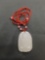 Asian Style Hand-Carved Buddha Themed Oval 48mm Tall 32mm Wide White Jade Pendant w/ Red Silk Cord