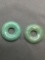 Lot of Two Round 30mm Diameter 5mm Deep Polished Green Jade Circle Pendant