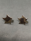 Engraving Detailed Maple Leaf 19mm Tall 16mm Wide Pair of Sterling Silver Earrings