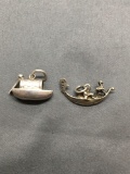 Lot of Two Sterling Silver Boat Themed Charms