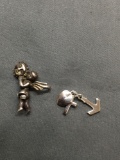 Lot of Two Sterling Silver Love Themed Charms
