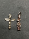 Lot of Two Sterling Silver Charms, One Native American Totem & One Grecian Statue