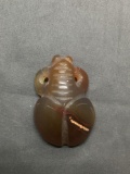Asian Style Hand-Carved Snail Motif 50mm Long 20mm Tall Orange Jade Pendant