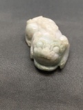 Asian Style Hand-Carved Dragon Themed 43mm Tall 25mm Wide Green Jade Pendant