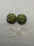Lot of Two Round Style Pairs of Fashion Earrings