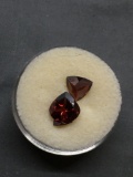 Lot of Three Loose Garnet Gemstones, One Heart Faceted & Two Trillion
