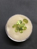 Lot of Seven Oval Faceted Loose Peridot Gemstones