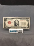 1928-F United States Jefferson $2 Red Seal Bill Currency Note