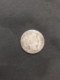 1908 United States Barber Silver Dime - 90% Silver Coin from Estate