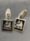 Square Onyx Inlaid Center King of Lions Themed Pair of Signed Designer Cufflinks