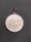 Beau Designer Round 20mm Diameter Scallop Edged Brush Finished Sterling Silver Friendship Pendant