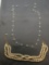 Lot of Two White Faux Pearl Accented Fashion Necklaces, One Triple Strand 15in Long & One 44in Long