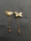 Lot of Two Gold-Tone Butterfly Motif 2in Long Fashion Hat Pins