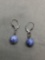 Round 10mm Sodalite Gemstone Featured Pair of Sterling Silver Earrings