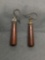 Pair of 40mm Long Drop Earrings w/ Round Wood Feature & Sterling Silver Findings