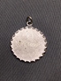 Beau Designer Round 20mm Diameter Scallop Edged Brush Finished Sterling Silver Friendship Pendant