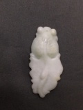 Asian Style Hand-Carved Koi Motif 50mm Tall 25mm Wide White Jade Pendant