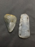 Lot of Two Asian Style Hand-Carved Miscellaneous Jade Pendants