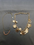 Lot of Two Gold-Tone Fashion Necklaces, One Aldo Designer & One Talbots