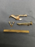 Lot of Four Gold-Tone Various Style Fashion Pins