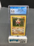 CGC Graded 1999 Pokemon Base Set Unlimited #7 HITMONCHAN Holofoil Rare Trading Card - EX+ 5.5