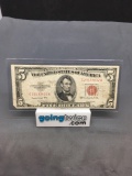 1953-B United States Lincoln $5 Red Seal Bill Currency Note