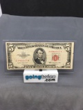 1953-B United States Lincoln $5 Red Seal Bill Currency Note