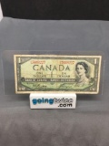 1954 Canada Queen Elizabeth $1 DEVIL FACE ERROR Bill Currency Note from Estate