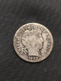 1902 United States Barber Silver Dime - 90% Silver Coin from Estate