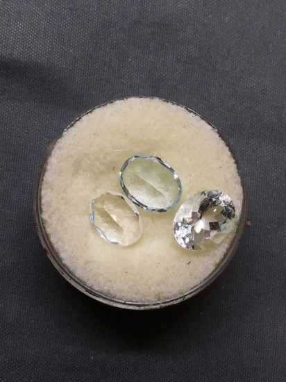 Lot of Three Oval Faceted Loose Aquamarine Gemstones