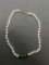 New! Beautiful 7-8mm White Natural Shape Freshwater Pearls w/ Green Jade Drop Accents 18in Long